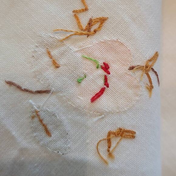 Set of 4 Vintage Hand-Embroidered Floral Table Napkins | 10" Fall Decor - Picture 9 of 9